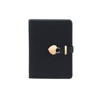 ROHCGHC Il taccuino, Taccuino Segreto a Righe Diario Foderato con Chiusura a Cuore Regalo Creativo(Black)