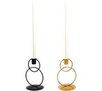 ROHCGHC Le Candele, Portacandele Nordico a Doppio Anello da 2 Pezzi, candeliere in Metallo, candelabro, Supporto a lume di Candela