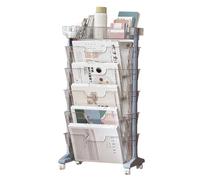 ROHCGHC libreria mobile, Carrello libreria mobile, carrello con ruote, organizer for scrivania, scaffale a spinta, espositore angolare, porta riviste blu 40x2