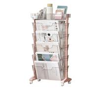ROHCGHC libreria mobile, Carrello libreria mobile, carrello con ruote, organizer for scrivania, scaffale a spinta, espositore angolare, porta riviste blu 40x2