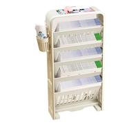 ROHCGHC libreria mobile, Carrello porta libri mobile, girevole e rimovibile, in plastica, multifunzionale, con ruote, scaffale da tavolo, grigio 37x10x71 cm