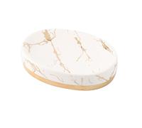 ROHCGHC Scatola di Sapone, Portasapone in Ceramica con Motivo in Marmo for saponetta, salvasapone in Porcellana, Vassoio Ovale for Sapone, for la Decorazione del bagno-nero-12x8.5x2.5cm(Wit)