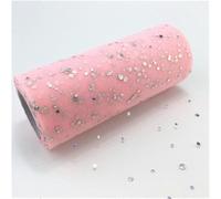 ROHCGHC Un Filo Trasparente, Glitter Paillettes Tulle Rotolo tutù Tessuto Decorazione di Nozze Artigianato Fai da Te Forniture for Feste Compleanno(Light Pink)