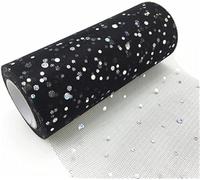 ROHCGHC Un Filo Trasparente, Glitter Paillettes Tulle Rotolo tutù Tessuto Decorazione di Nozze Artigianato Fai da Te Forniture for Feste Compleanno(Black)