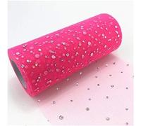 ROHCGHC Un Filo Trasparente, Glitter Paillettes Tulle Rotolo tutù Tessuto Decorazione di Nozze Artigianato Fai da Te Forniture for Feste Compleanno(Dark Pink)