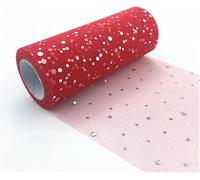 ROHCGHC Un Filo Trasparente, Glitter Paillettes Tulle Rotolo tutù Tessuto Decorazione di Nozze Artigianato Fai da Te Forniture for Feste Compleanno(Red)
