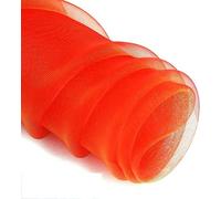 ROHCGHC Un Filo Trasparente, Tessuto for Indumenti Fai da Te in Organza con Neve, Tessuto Trasparente Solido Abito Sposa, Moda, Artigianato(Golden Red)