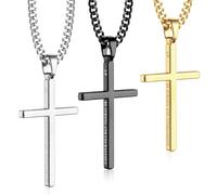 Roheafer 3 Collana Uomo Acciaio Inossidabile Croce Ciondolo Collane Catena Oro Argento Nera Set Collana Catena Regolabile Set Gioielli Croce Cristiana Regali Battesimo Uomo(STRONG)