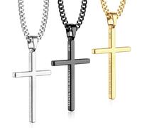 Roheafer 3 Collana Uomo Acciaio Inossidabile Croce Ciondolo Collane Catena Oro Argento Nera Set Collana Catena Regolabile Set Gioielli Croce Cristiana Regali Battesimo Uomo(WITH)