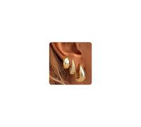 Roheafer 3 Paia Orecchini Cerchio Donna Oro Placcato 14K | Piccoli Orecchini a Cerchio Chunky Stack | Set Orecchini Ipoallergenici Leggeri Per fori Piercing Multipli(Dome Huggie)