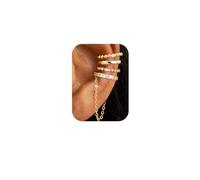 Roheafer 4 Pezzi Ear Cuff Orecchini per Donna, Orecchini a Clip per Cartilagine Senza Buco Regolabili, Finto Piercing Helix in Oro 14K Placcato Ipoallergenico(G-Bead)