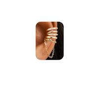 Roheafer 4 Pezzi Ear Cuff Orecchini per Donna, Orecchini a Clip per Cartilagine Senza Buco Regolabili, Finto Piercing Helix in Oro 14K Placcato Ipoallergenico(G-Double)