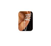 Roheafer 4 Pezzi Ear Cuff Orecchini per Donna, Orecchini a Clip per Cartilagine Senza Buco Regolabili, Finto Piercing Helix in Oro 14K Placcato Ipoallergenico(S-Bead)