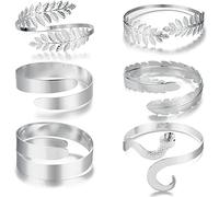 Roheafer 6 pezzi Polsini Bracciali regolabili in Oro/Argento per Donne, Bracciali greci minimalisti, 8cm, Metallo Argento