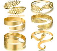 Roheafer 6 pezzi Polsini Braccio Oro/Argento per Donne Bracciali Regolabile per Braccio Bracciali greci per Braccio Gioielli per Minimalisti, 8 cm, lega (placcato oro)