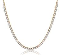 Roheafer Collana e Bracciale Tennis Donna Uomo Girocollo in Cubic Zirconia Placcata Oro Bianco 18K 4.0mm 5.0mm Argento Oro Diamanti Taglio Rotondo