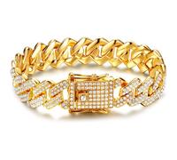 Roheafer Collana Uomo a Catena Cubana Iced out, Collana Cubana Miami da 13 mm Collana o Braccialetto di Diamanti Placcato Oro Argento Hip Hop Gioielli Regalo per Gli Uomini