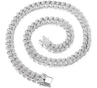 Roheafer Collana Uomo a Catena Cubana Iced out, Collana Cubana Miami da 13 mm Collana o Braccialetto di Diamanti Placcato Oro Argento Hip Hop Gioielli Regalo per Gli Uomini