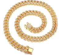 Roheafer Collana Uomo a Catena Cubana Iced out, Collana Cubana Miami da 13 mm Collana o Braccialetto di Diamanti Placcato Oro Argento Hip Hop Gioielli Regalo per Gli Uomini