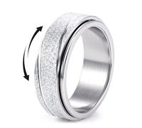 Roheafer Fidget Ring - Anello in acciaio inox, per donne e uomini, con luna e stella, per alleviare lo stress, per alleviare l'ansia, taglia 5-11, Acciaio inossidabile, Non pietra preziosa