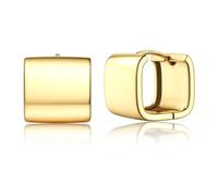 Roheafer Orecchini a Cerchio Donna in Argento 925 - Placcatura Oro 14K Orecchini Anallergici Donna Geometrici Piccoli Stacks Fori Multipli(W-Square-G)