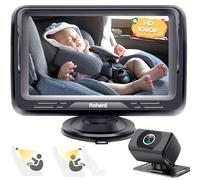 Rohent Kit specchio auto N06 per bambini HD 1080P per neonato, 5 minuti facile installazione con cristallo per la vista notturna, kit di sicurezza per bambini e viaggi