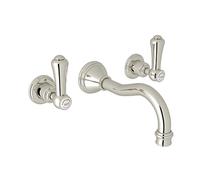 Rohl U.3793LSP-PN-2 Georgian Era Rubinetto da bagno a parete con tappo in porcellana, nichel lucido
