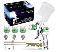 ROIIKETU HVLP Pistola a spruzzo ad Aria a gravità 600CC Cup Pistola a spruzzo Set con 3 ugelli 1,4 mm 1,7 mm 2,0 mm per Riparazione Auto Professionale aerografo Pittura Kit (Grün)