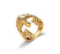 ROILIN Anello con Maschera da Guerriero Spartano, Elegante Anello Vintage da Uomo in Acciaio Inossidabile,d'oro,10