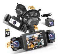 Roinvou 2K Dash Cam Auto Fronte Retro, 2.4'' IPS Schermo, Scheda 64GB, 1080P+480P*3 Telecamera per Auto, Doppia Dashcam Auto 170° Grandangolo, Monitor di Parcheggio, G-Sensore, Visione Notturna, WDR