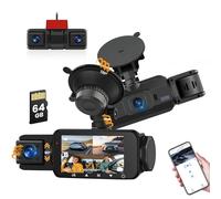 Roinvou 2K Dash Cam Auto Wi-Fi, Telecamera per Auto Mini con APP, Grandangolare di 170°, Schermo IPS da 3'', 64GB, Visione Notturna, 24h Monitor di Parcheggio, Rilevamento di Movimento, G-Sensor