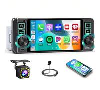 Roinvou Autoradio 1 DIN con Carplay Android Auto Wireless e Schermo 5.1", Autoradio 1 DIN con FM Bluetooth, GPS/Navigazione, EQ, UI, Mirror Link USB/Type-C, Telecamera Posteriore e Comandi al Volante
