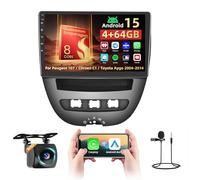 Roinvou Qualcomm 4G+64G 8Core Android 15 Autoradio per Peugeot 107/Citroen C1/Toyota Aygo 2004-2014 Carplay Android Auto, 10 Pollici Auto Schermo 2Din con GPS WIFI Bluetooth FM/RDS DSP SWC Retrocamera