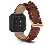 RoiYeel Cinturino Compatibile con Fitbit Versa 4/Versa3/Sense 2/Sense, Cinturini di Ricambio in Pelle Morbida， Ricambio Bracciale per smartwatch per Fitbit Versa 4/Fitbit Versa 3 Giallo Marrone
