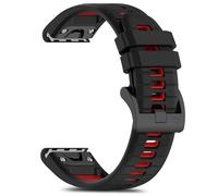 RoiYeel Cinturino per Garmin Enduro 3/Fenix 8 51mm/7X Pro Solar/7X pro/7X, 26mm Quick-Fit Silicone Cinturini Compatibile con Garmin Fenix 6X Pro/5X/tactix 7 Amoled/Descent Mk3i Nero Rosso