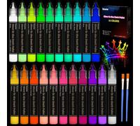 Roizefar Glow in the Dark Pittura Acrilica 21 colori, 3D Luminoso Pigmento tessile impermeabile per Arte, Dipinti, Progetti di bricolage e Decorazioni per Festival - 20ml/0.68oz
