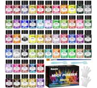 Roizefar Resina epossidica vernice Mica in polvere, 54 colori*5g perlescente resina epossidica pigmento polvere metallica per pittura sapone, creazione di gioielli, smalto per unghie