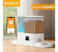 ROJECO Distributore Automatico di Cibo per Animali da 8,5L con Fontana d'Acqua a Gravità 2-in-1, Controllo Remoto WIFI, Dispenser di Crocchette per Gatti e Abbeveratoio