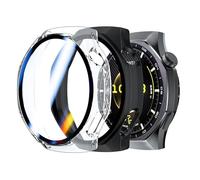 Rojeuinn 2 pezzi Cover Cases per Huawei Watch GT 6 Pro 46mm Custodia protettiva con protezione per lo schermo, 360° Antigraffio Antipolvere Ultra Sottile Custodia protettiva in PC- Nero+Trasparente