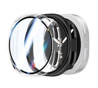 Rojeuinn 2 Pezzi Cover Cases pour Samsung Galaxy Watch 8 44mm Coque de Protection avec Protecteur d'écran, 360°Anti-Rayures Anti-poussière Ultra-Mince PC Housse de Protection-Trasparente+Nero