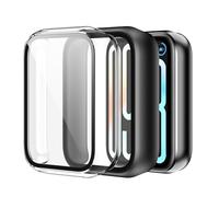 Rojeuinn 2 Pezzi Cover custodie per Xiaomi Smart Band 9 Pro custodia protettiva con protezione per lo schermo,protettiva rigida per PC360°antigraffio antipolvere ultrasottile-Trasparente+Nero