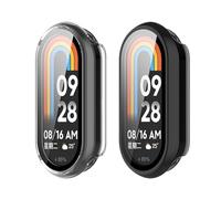 Rojeuinn Cover da 2 custodie per Xiaomi Smart band 9 custodia protettiva con protezione per lo schermo,protettiva rigida per PC 360° a tutto tondo antigraffio antipolvere ultrasottile,Trasparente+Nero