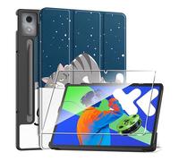 Rojeuinn Cover per Lenovo Idea Tab Pro 12.7" 2025 custodie +1 Pezzi Vetro Temperato,Gomma Protezione Protettivo,Ultra Sottile Antiurto Anti-Graffio TPU Flessibile Case -Gatto pigro