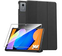Rojeuinn Cover per Lenovo ldea Tab 11" 2025 custodie +1 Pezzi Vetro Temperato,Gomma Protezione Protettivo,Ultra Sottile Antiurto Anti-Graffio TPU Flessibile Case -Nero
