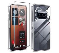 Rojeuinn cover per Nothing Phone 3A + 1 pezzo Vetro Temperato, Proteggi schermo ultra trasparente con durezza 9H, custodia protettiva morbida anticaduta e antipolvere -Trasparente
