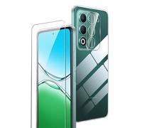 Rojeuinn cover per OPPO A5 4G/5G /OPPO A5m +1 pezzo Vetro Temperato+1 pezzo Pellicola protettiva per la fotocamera,Schermo ultra-trasparente, anti-caduta e anti-polvere -Trasparente