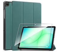 Rojeuinn Cover per Samsung Galaxy Tab A11+ /A11 Plus / A9+ /A9 Plus 11 inches custodie+1 Pezzi Vetro Temperato,Gomma Protezione Protettivo,Ultra Sottile Antiurto Anti-Graffio TPU Flessibile Case-Verde