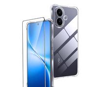 Rojeuinn cover per VIVO V60 Lite + 1 pezzo Vetro Temperato, Proteggi schermo ultra trasparente con durezza 9H, custodia protettiva morbida anticaduta e antipolvere -Trasparente