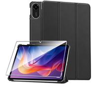 Rojeuinn Cover per Xiaomi Redmi Pad 2 11" 2025 custodie +1 Pezzi Vetro Temperato,Gomma Protezione Protettivo,Ultra Sottile Antiurto Anti-Graffio TPU Flessibile Case -Nero