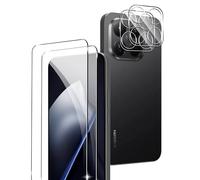 Rojeuinn Pellicola protettiva in vetro temperato Xiaomi 15T/15T pro 5G,2 pezzi di vetro temperato con posizionatore+2 pezzi di pellicola protettiva per fotocamera posteriore,durezza 9H